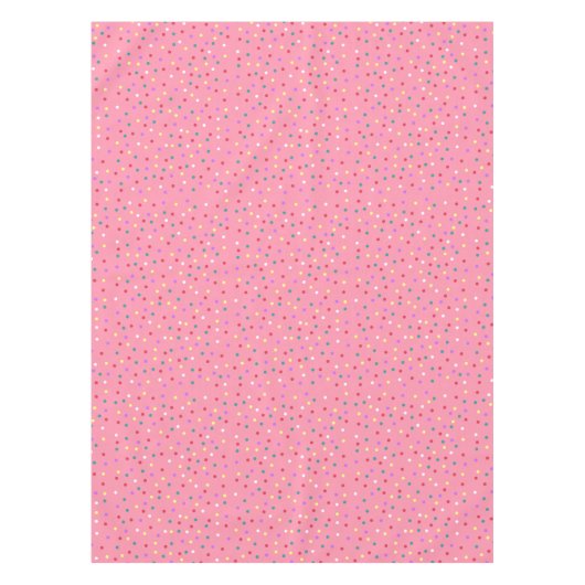 ピンクカラフル水玉模様 テーブルクロス (正面)