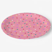 ピンクカラフル水玉模様 ペーパープレート (アングル)