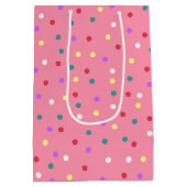 ピンクカラフル水玉模様 ミディアムペーパーバッグ (裏面)