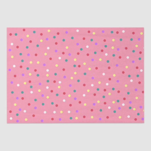 ピンクカラフル水玉模様 薄葉紙 (正面)