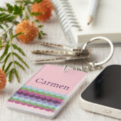 ピンクカラフル波 キーホルダー (正面右)