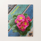 ピンクカラフル素朴プリムローゼス写真フローラ ジグソーパズル (縦)
