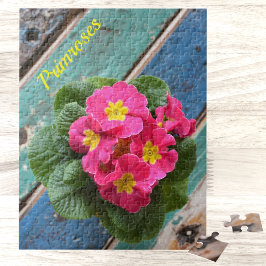 ピンクカラフル素朴プリムローゼス写真フローラ ジグソーパズル