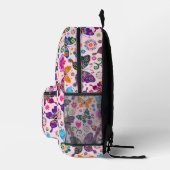 ピンクカラフル色のレトロな蝶パターン プリントバックパック (右)