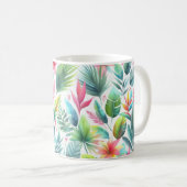 ピンクカラフル色の明離れるい熱帯の コーヒーマグカップ (正面右)