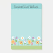 ピンクカラフル色の黄色い野パーソナライズされた花 ポストイット (正面)