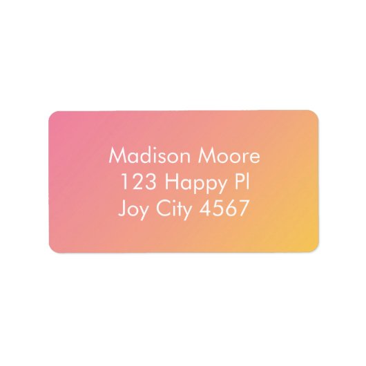 ピンクカラフル色の黄色のグラデーションのオムレアドレス ラベル (正面)