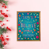 ピンクカラフル花模様感動的タイポグラフィ ポスター