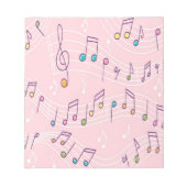 ピンクカラフル音符パターンミュージシャンミュージカル ノートパッド (正面)