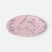 ピンクカラフル音符パターンミュージシャンミュージカル ペーパープレート (アングル)
