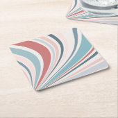 ピンクカラフル、ブルー、グレーのレトロビデオ スクエアペーパーコースター (アングル)