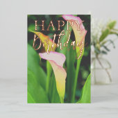 ピンクカラユリハッピーバースデー 箔シーズンカード (立ち正面)