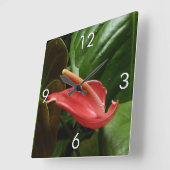 ピンクカラリリーエレガントフローラ スクエア壁時計 (傾斜)