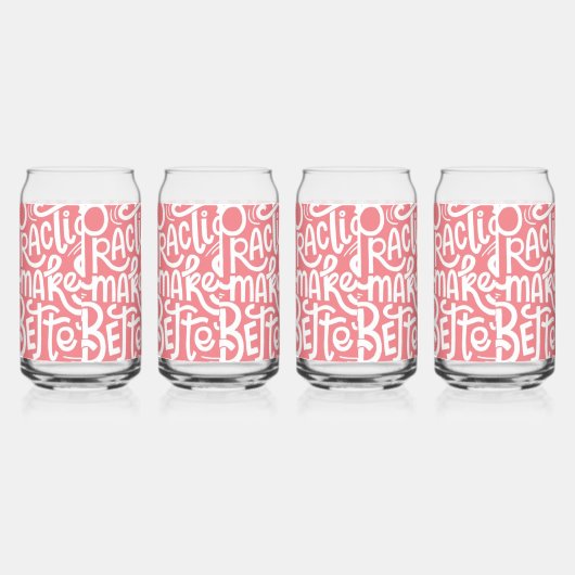 ピンクカラーのプレクチス飲み物用品 ガラス缶 (正面)