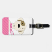 ピンクカラーの漫画の犬 ラゲッジタグ (正面横)