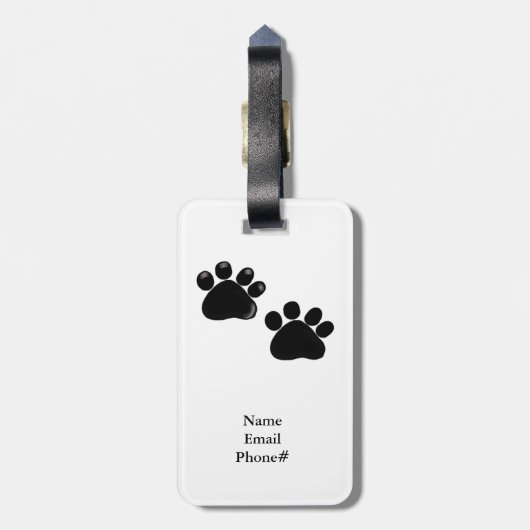 ピンクカラーの漫画の犬 ラゲッジタグ (裏面縦)