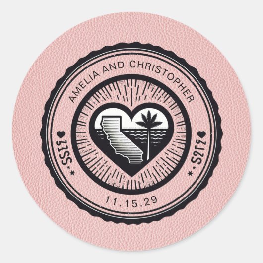 ピンクカリフォルニアパスポート ラウンドシール (正面)