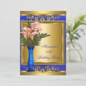 ピンクカリー王室のブルーパール金ゴールド誕生日パーティー2 招待状 (スタンド正面)