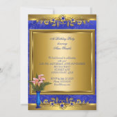 ピンクカリー王室のブルーパール金ゴールド誕生日パーティー2 招待状 (裏面)