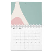 ピンクカレンダーと抽象芸術アート カレンダー (2月 2026)