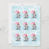 ピンクカワイガールシーオッター誕生日招待状 招待状 (裏面)