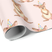 ピンクカンガルー誕生日パーティーギフトラッピング紙 ラッピングペーパー (ロールコーナー)