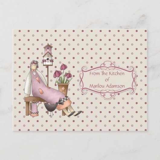ピンクカントリーキッチンレシピカード ポストカード (正面)