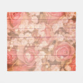 ピンクカントリーシックデザイン フリースブランケット (正面(横))