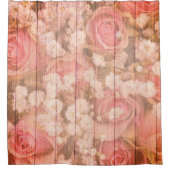 ピンクカントリーシックバラ シャワーカーテン (正面)