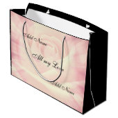 ピンクカントリーシック詩デザイン ラージペーパーバッグ (裏面アングル)