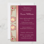 ピンクカントリーハートブライダルシャワーパーティの招待状 招待状 (裏面)