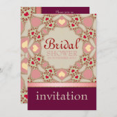 ピンクカントリーハートブライダルシャワーパーティの招待状 招待状 (正面/裏面)