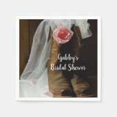 ピンクカントリーバラとカウボーイブーツブライダルシャワー スタンダードカクテルナプキン (正面)