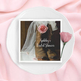 ピンクカントリーバラとカウボーイブーツブライダルシャワー スタンダードカクテルナプキン