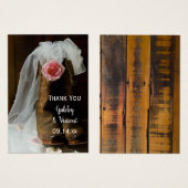 ピンクカントリーバラカウボーイブーツ結婚式の引き出物ラベル (正面&裏面)