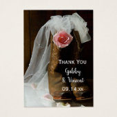 ピンクカントリーバラカウボーイブーツ結婚式の引き出物ラベル (正面)