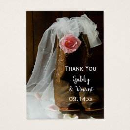 ピンクカントリーバラカウボーイブーツ結婚式の引き出物ラベル