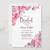 ピンクカントリーバラフローラブライダルシャワー 招待状 (正面)