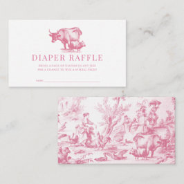 ピンクカントリーフランスのファームおむつラッフルチケット エンクロージャーカード