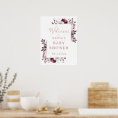 ピンクカントリーフローラベビーシャワー歓迎サイン ポスター (キッチン)
