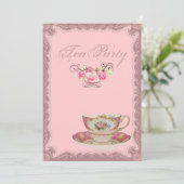 ピンクカントリーブライダルシャワーティーパーティの招待状 招待状 (スタンド正面)