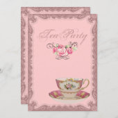 ピンクカントリーブライダルシャワーティーパーティの招待状 招待状 (正面/裏面)