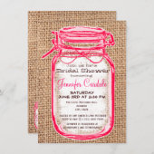 ピンクカントリーメイソンジャーブライダルシャワー招待状 招待状 (正面/裏面)