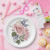ピンクカントリーローズ ペーパープレート (パーティー)