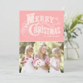 ピンクカントリー素朴スクリプト |ホリデーフォトカード シーズンカード (スタンド正面)