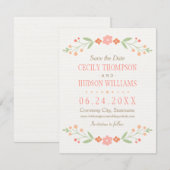 ピンクカントリー結婚フローラ セーブザデート (正面/裏面)