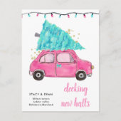 ピンクカーのクリスマスツリーを引っ越しました新しい住所 案内ポストカード (正面)