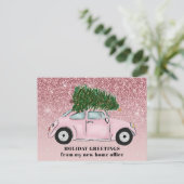ピンクカークリスマスツリーグリッターニューホームオフィス 案内ポストカード (スタンド正面)