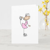 ピンクカードのアイススケーター カード (黄色い花)