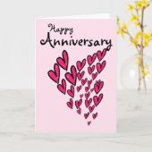 ピンクカードのピンクのハートの幸せな記念日の多く カード (黄色い花)